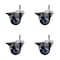 Service Caster 3'' Blue Poly Swivel 7/16'' Grip Ring Stem Caster Set with Brake, 4PK SCC-GR20S314-PPUB-BLUE-PLB-716138-4 - alternate 1